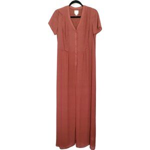 Reiss Maxi Dress Romper Womens 2 Metallic Gold Terracotta Designer Chic